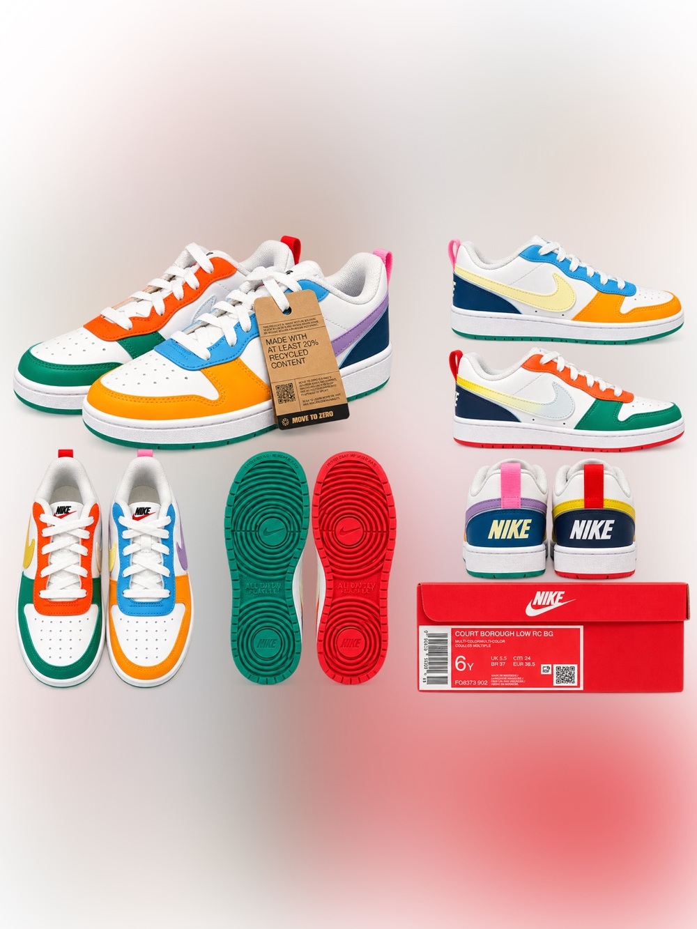 Nike Court Borough Low Recraft Shoes - Multi-Color - Size 6Y - Brand New